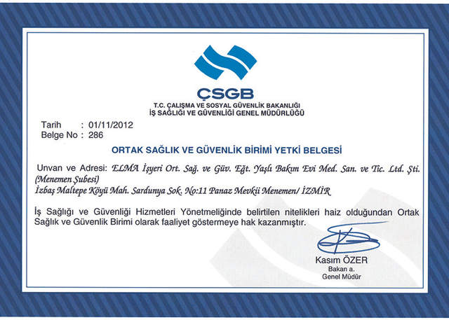 Menemen şubesi yetki belgesi